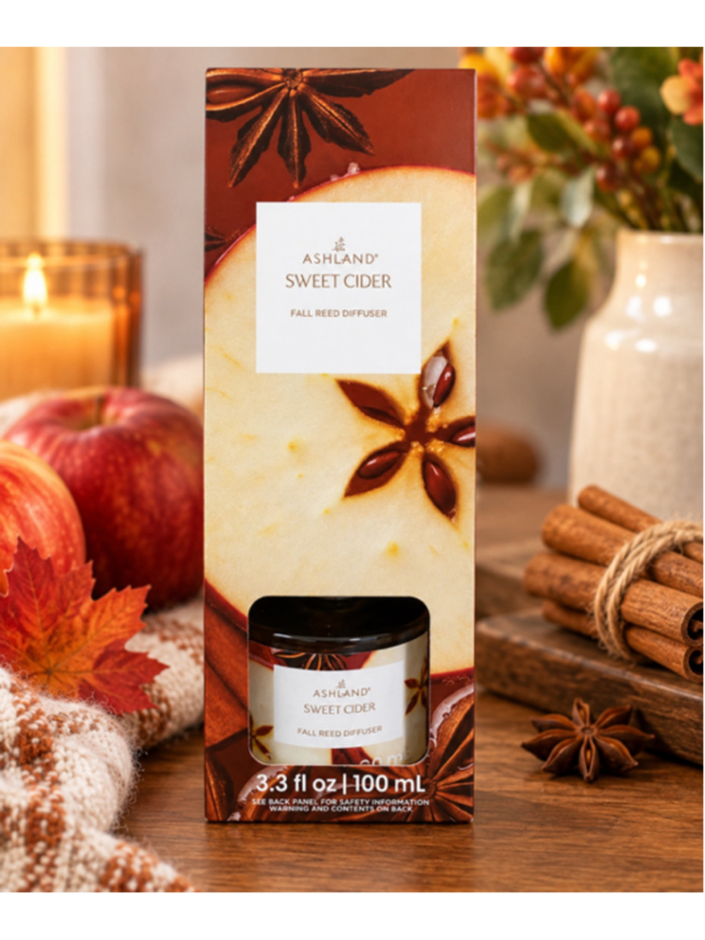 Ashland Sweet Cider Fall Reed Diffuser 3.3 fl oz 100 mL – New in Box